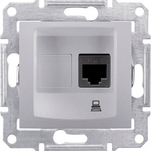 Розетка компьютерная RJ45 кат. 5e UTP алюминий SEDNA SDN4300160